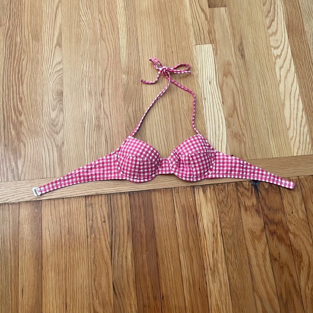 Pink and white bikini top from J.Crew size 34A